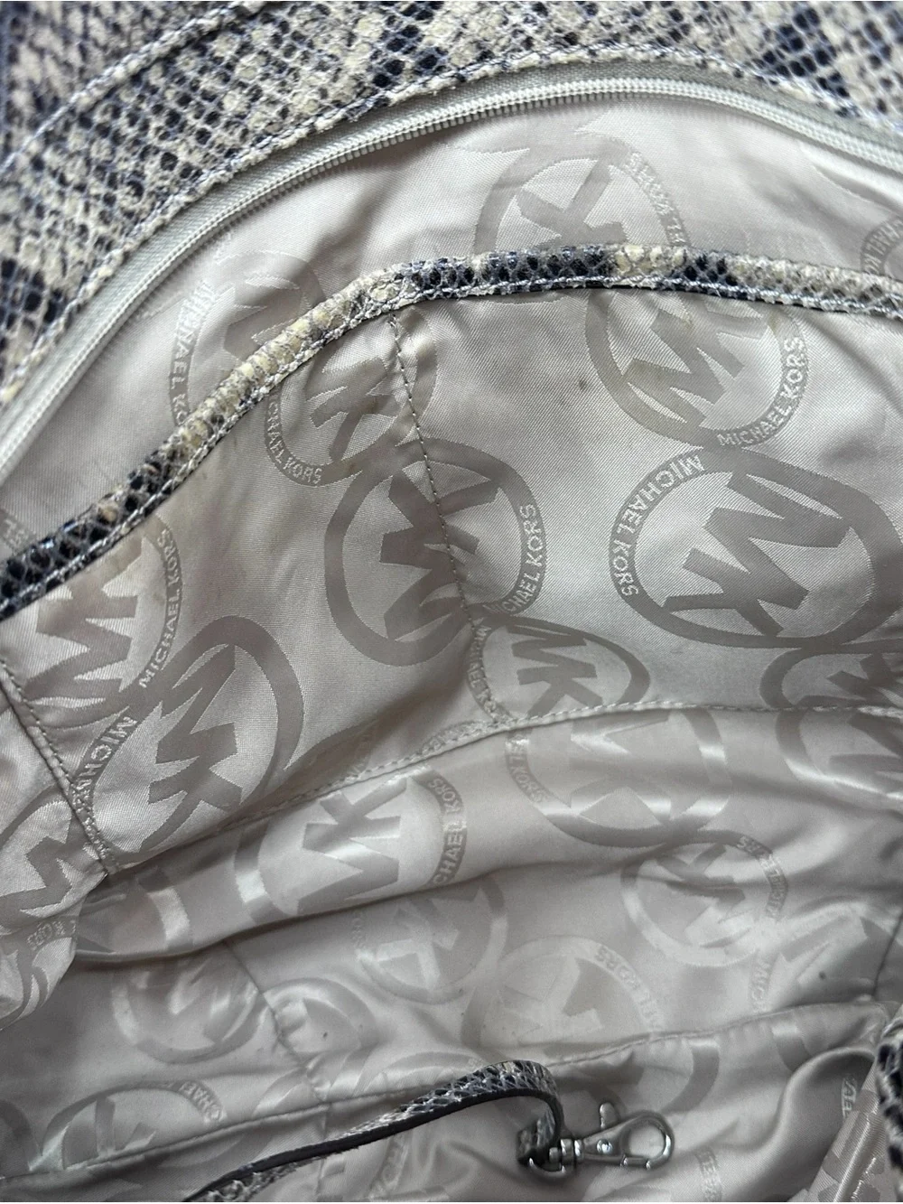 MICHAEL KORS Purse Snakeskin Hobo Bag with Chunky Chain Handles Shoulder Bag